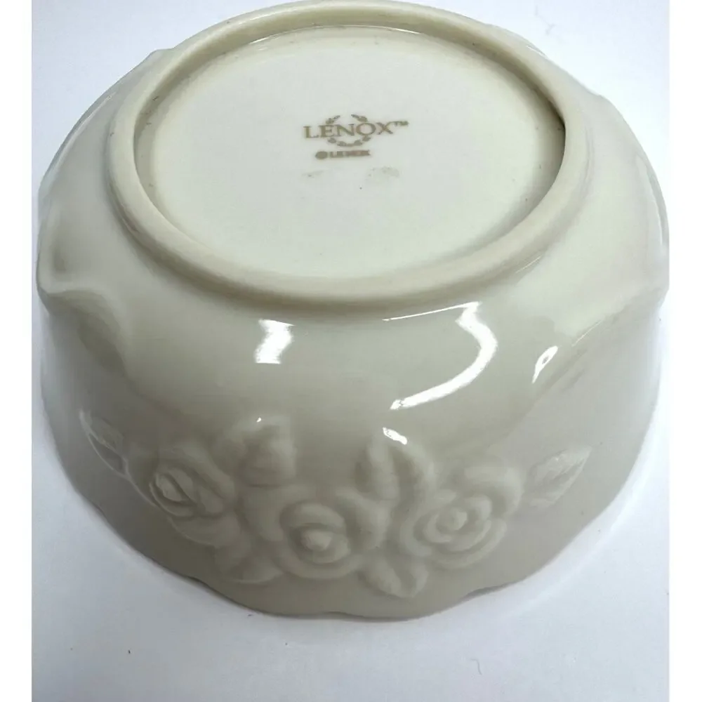 Lenox China Rose Blossom Trinket Candy Condiment Nut Bowl Dish 24 K Gold Trim
